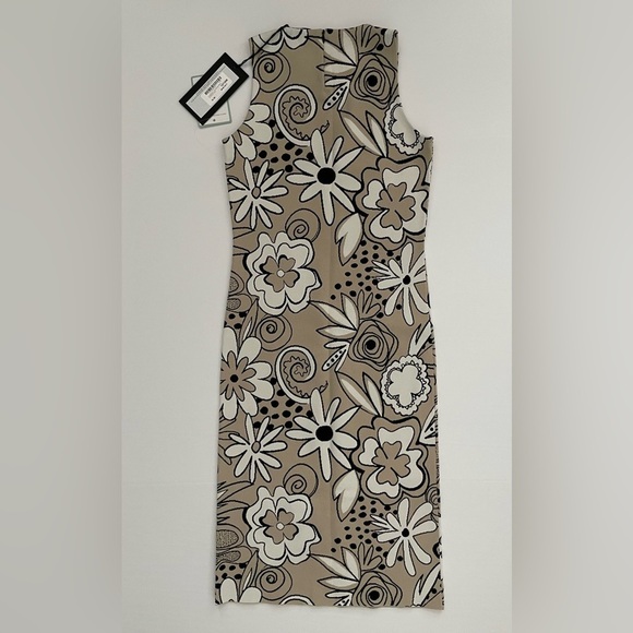 Kwaidan Editions 36 FLORAL JACQUARD PENCIL DRESS IN BEIGE MULTI MIDI - Picture 4 of 13